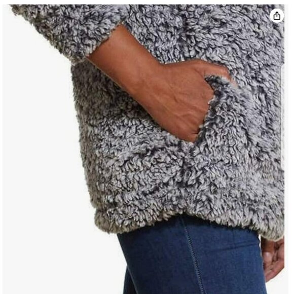 Weatherproof Vintage Women’s Gray Sherpa Fleece Quarter-Zip Pullover Jacket (M) - Picture 3 of 9